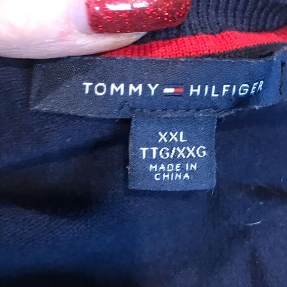 Tommy Hilfiger Blue Sweater Top with White Dots XXL - Picture 10 of 12